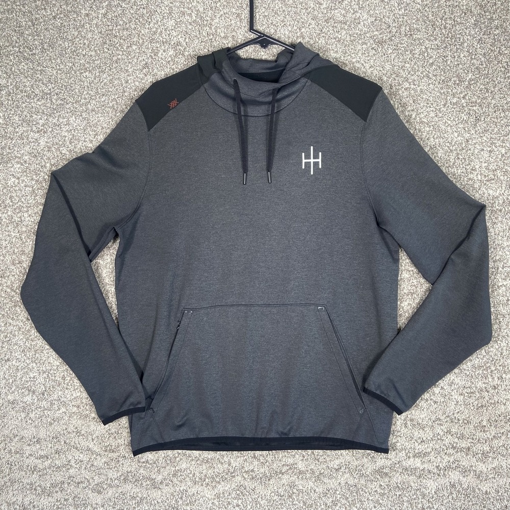 Rhone Hoodie Mens Medium Gray Pullover Performance Stretch Gym Sweatshirt